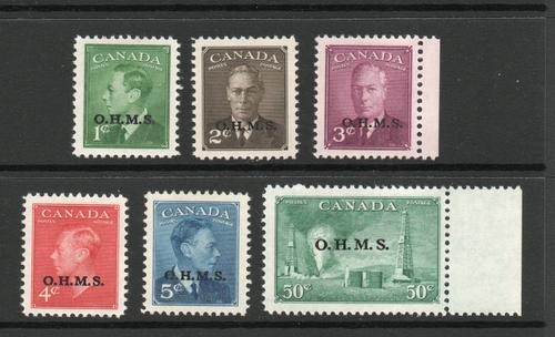 CANADA SG O172-7 GVI 1949 OFFICIAL SET 