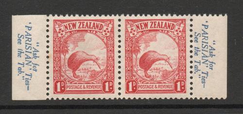 NEW ZEALAND SG 557 c  1d KIWI BIRD STAMP IN A PAIR. MNH