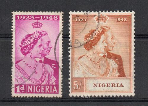 NIGERIA SG 62-3 ROYAL SILVER WEDDING FINE USED.