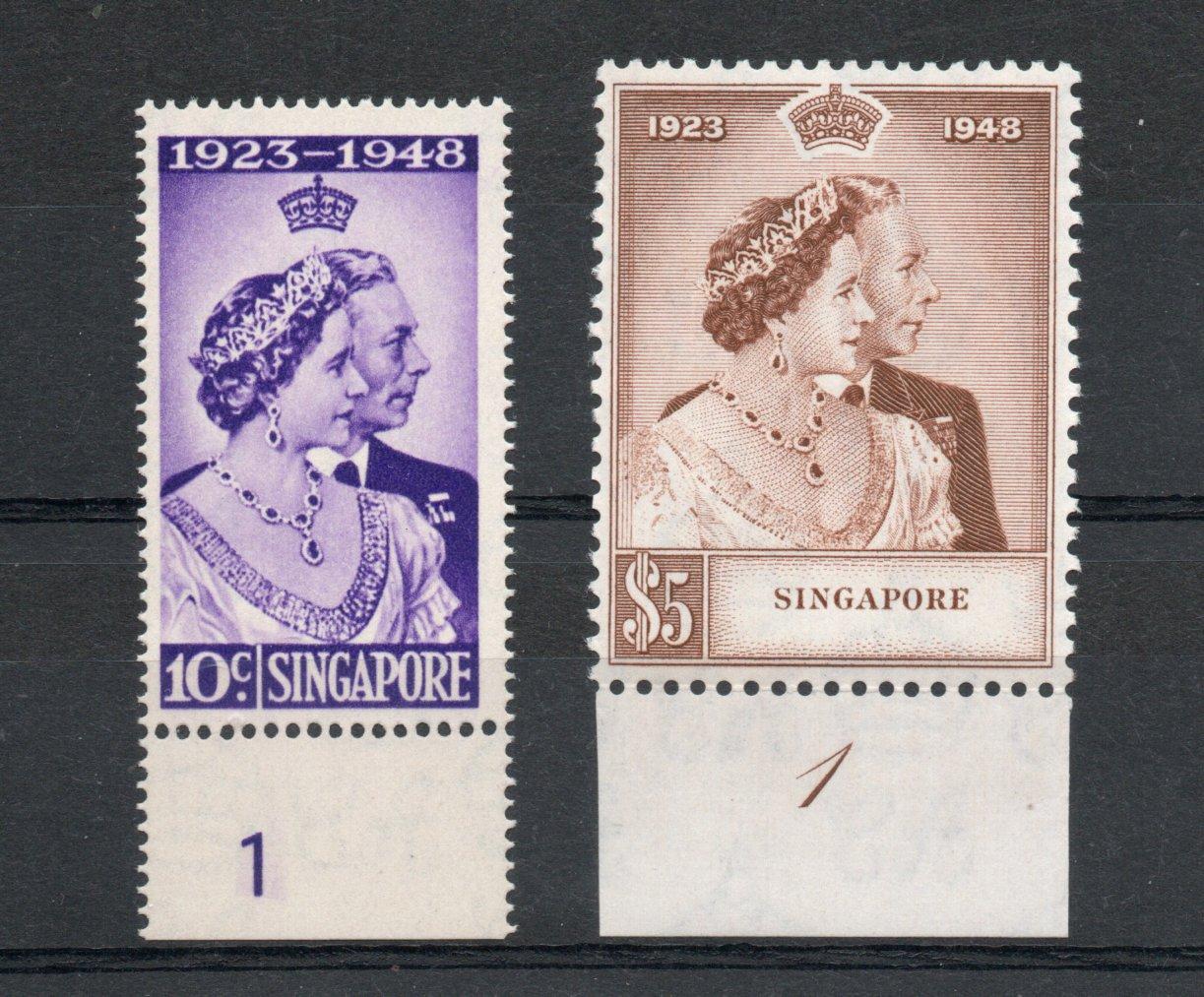 SINGAPORE SG 31-2 ROYAL SILVER WEDDING PAIR MNH