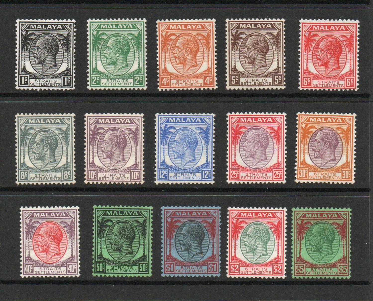 MALAYA STRAITS SETTLEMENTS GV DEFINITIVE SET. M/M