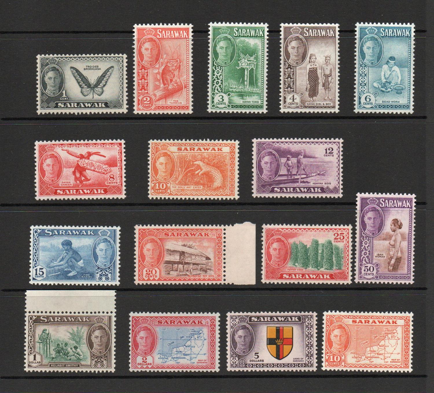 SARAWAK SG 171-86 GVI DEFINITIVE SET MNH