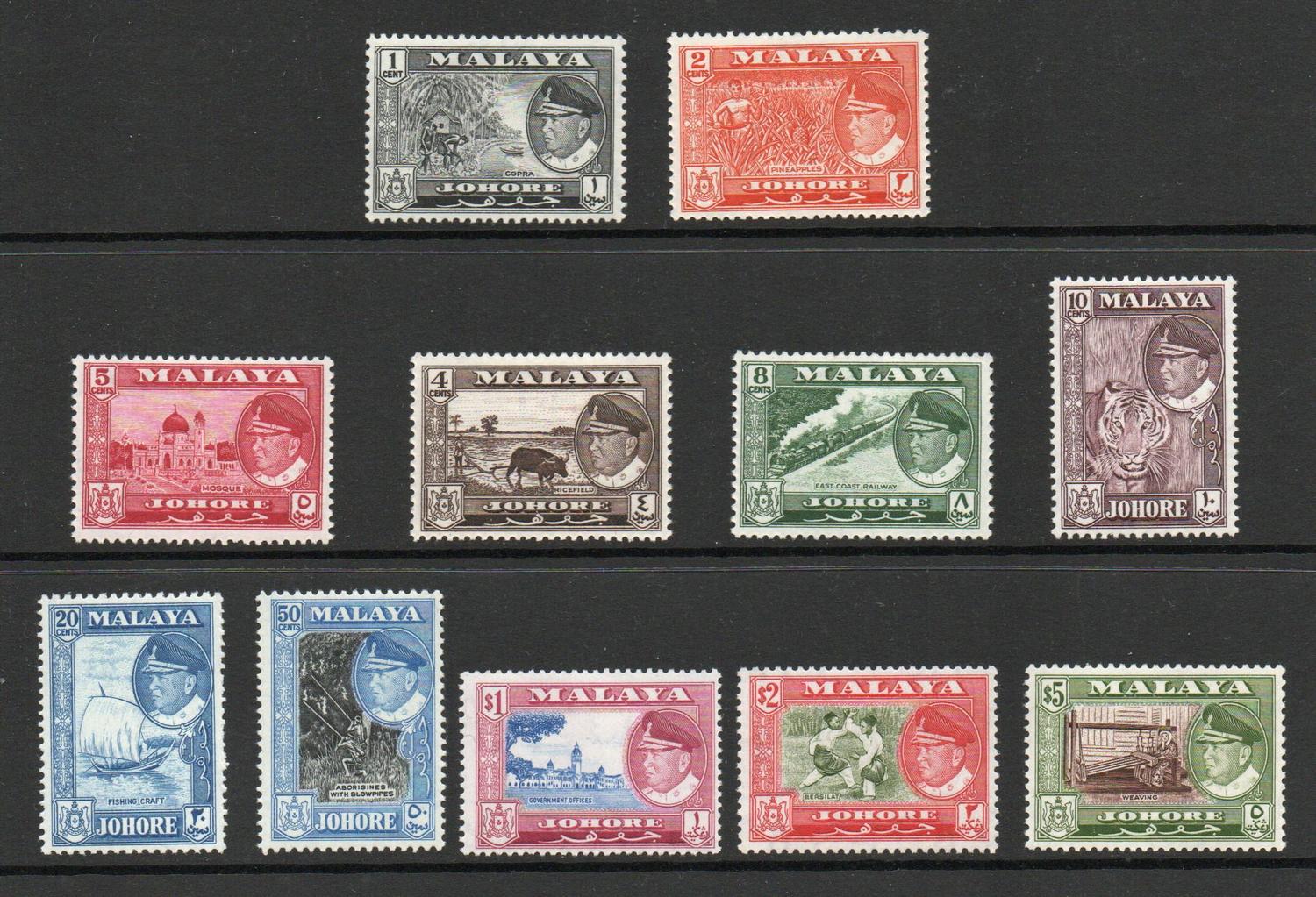 MALAYA JOHORE SG 155-65 DEFINITIVE SET M/M