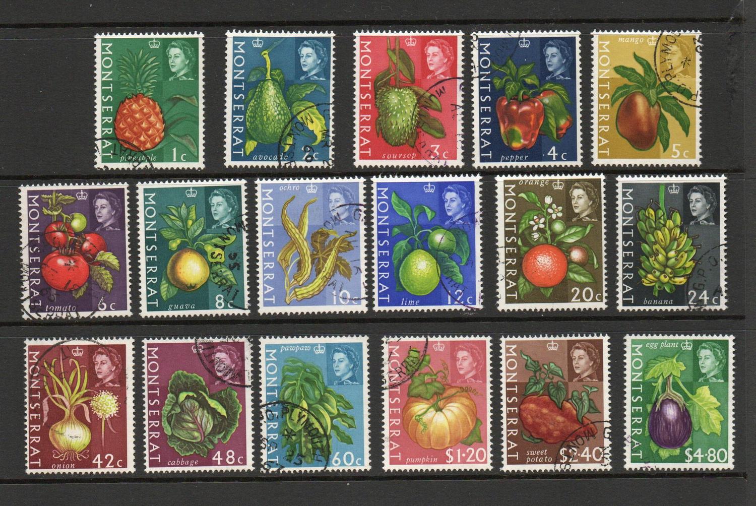 MONTSERRAT SG 160-76 FRUITS & VEGETABLES SET FINE USED 