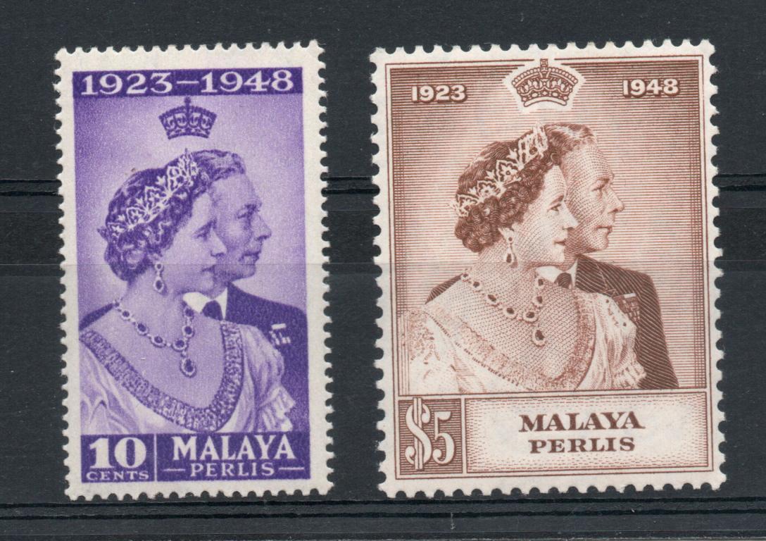 MALAYA PERLIS SG 1-2 ROYAL SILVER WEDDING PAIR L/M/M