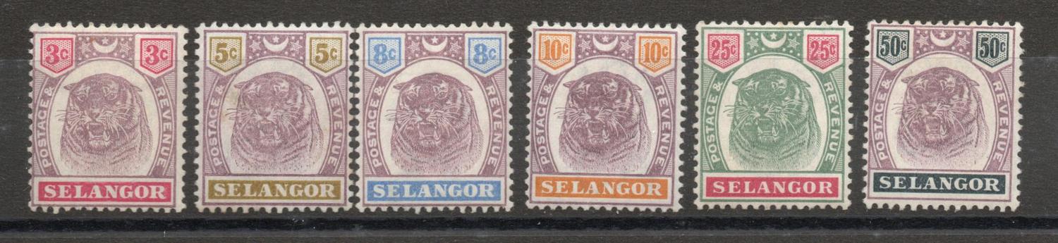 SELANGOR SG 54-59 TIGER SET TO 50 CENTS. M/M