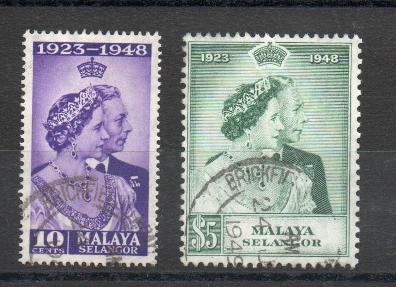 MALAYA SELANGOR SG 88-9 ROYAL SILVER WEDDING PAIR FINE USED