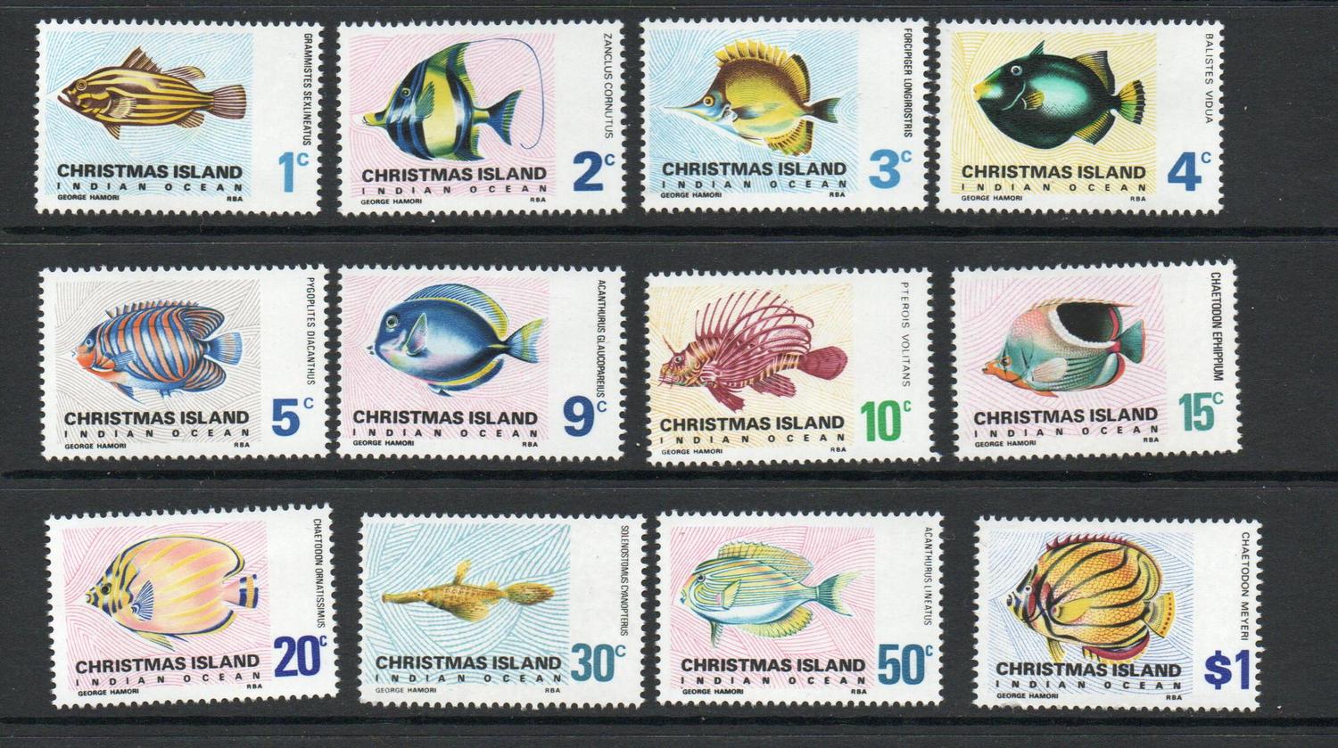 CHRISTMAS ISLAND SG 22-31 FISH SET MNH