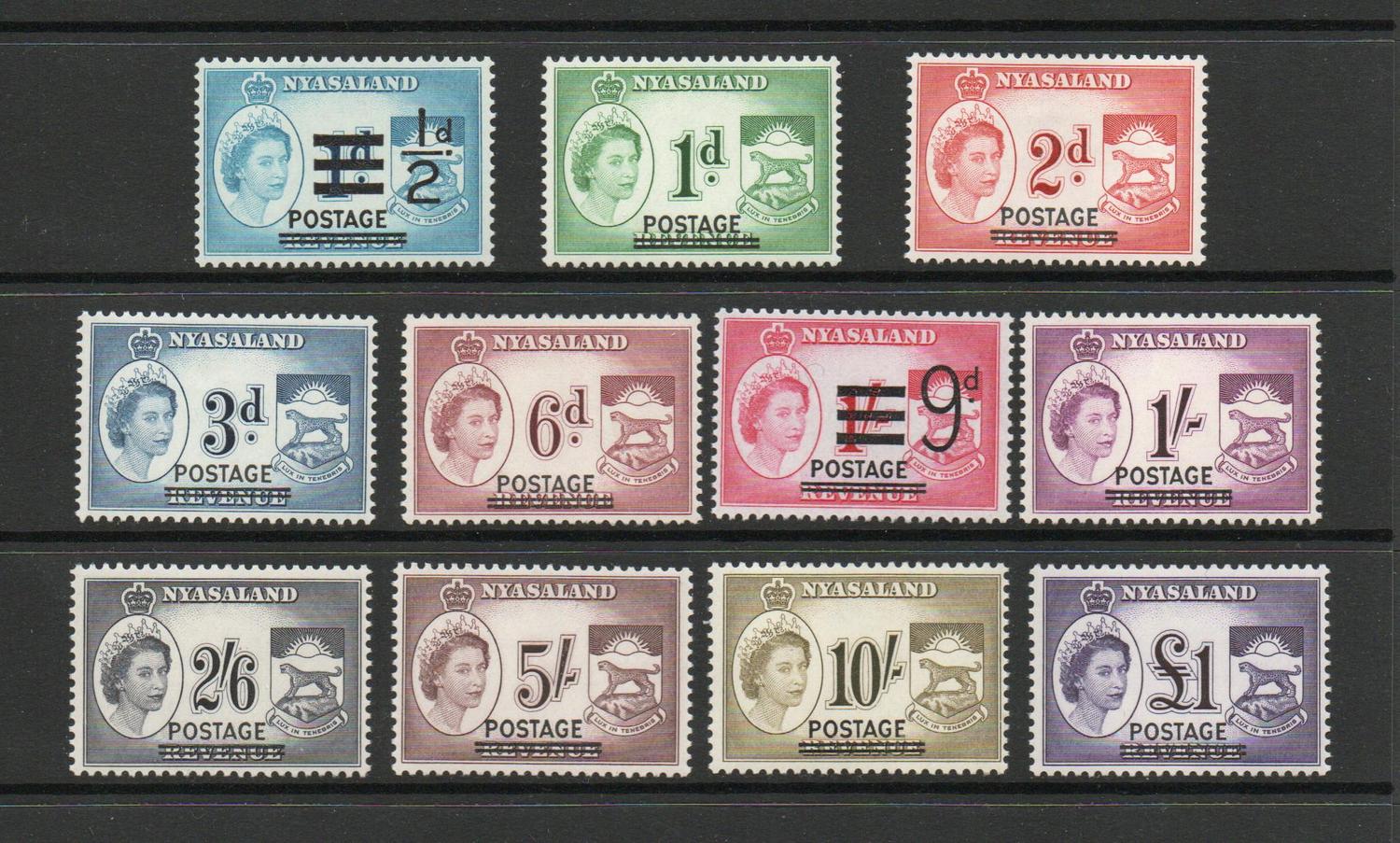 NYASALAND SG 188-198 Q E II DEFINITIVE SET MNH