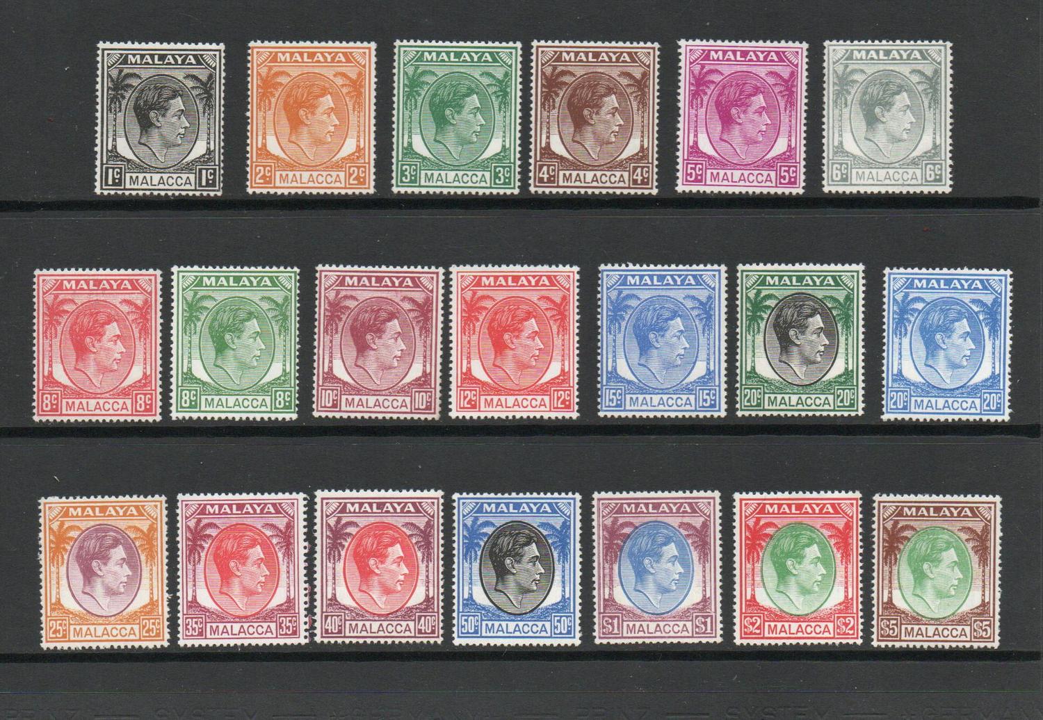 MALAYA MALACCA STATE GVI 1949 SET MNH