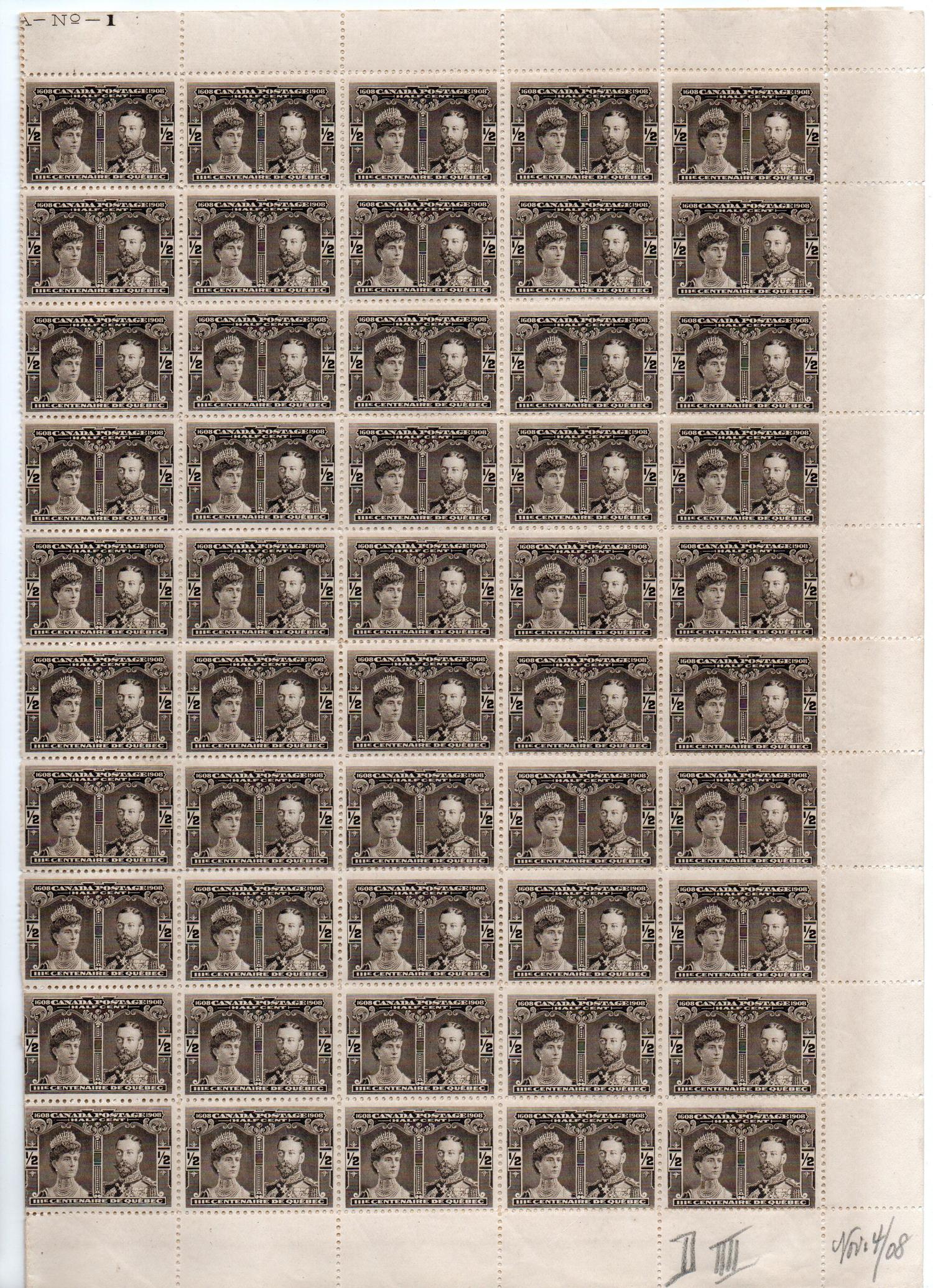 CANADA SG 188a RETOUCH VARIETY IN COMPLETE SHEET MNH