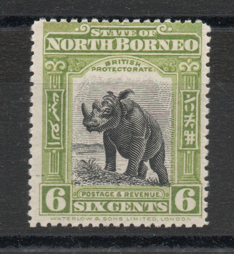 NORTH BORNEO SG 167 OLIVE GREEN 1909 RHINO MNH