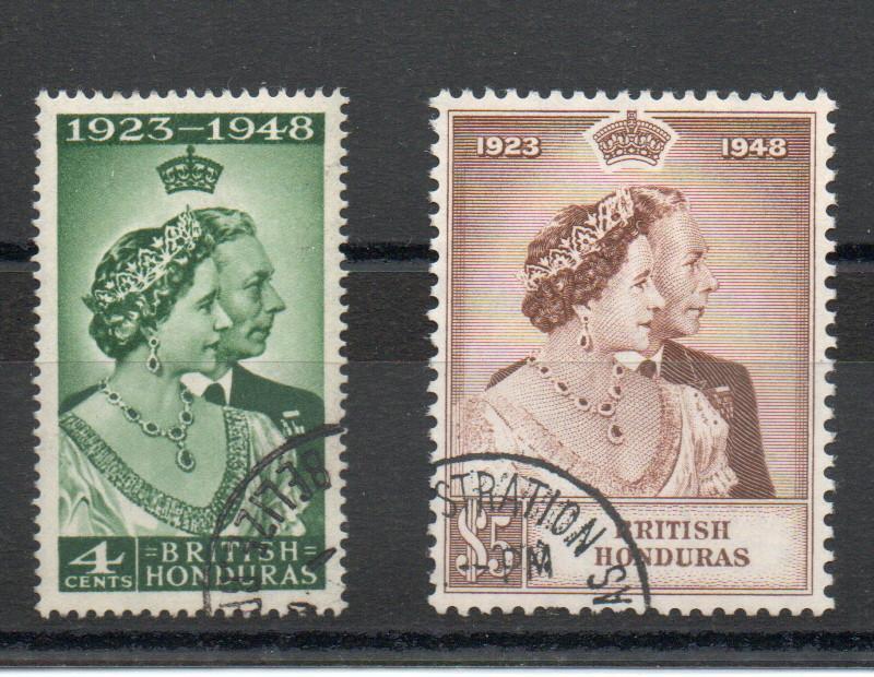 BRITISH HONDURAS SG 164-5 ROYAL SIVER WEDDING PAIR FINE USED