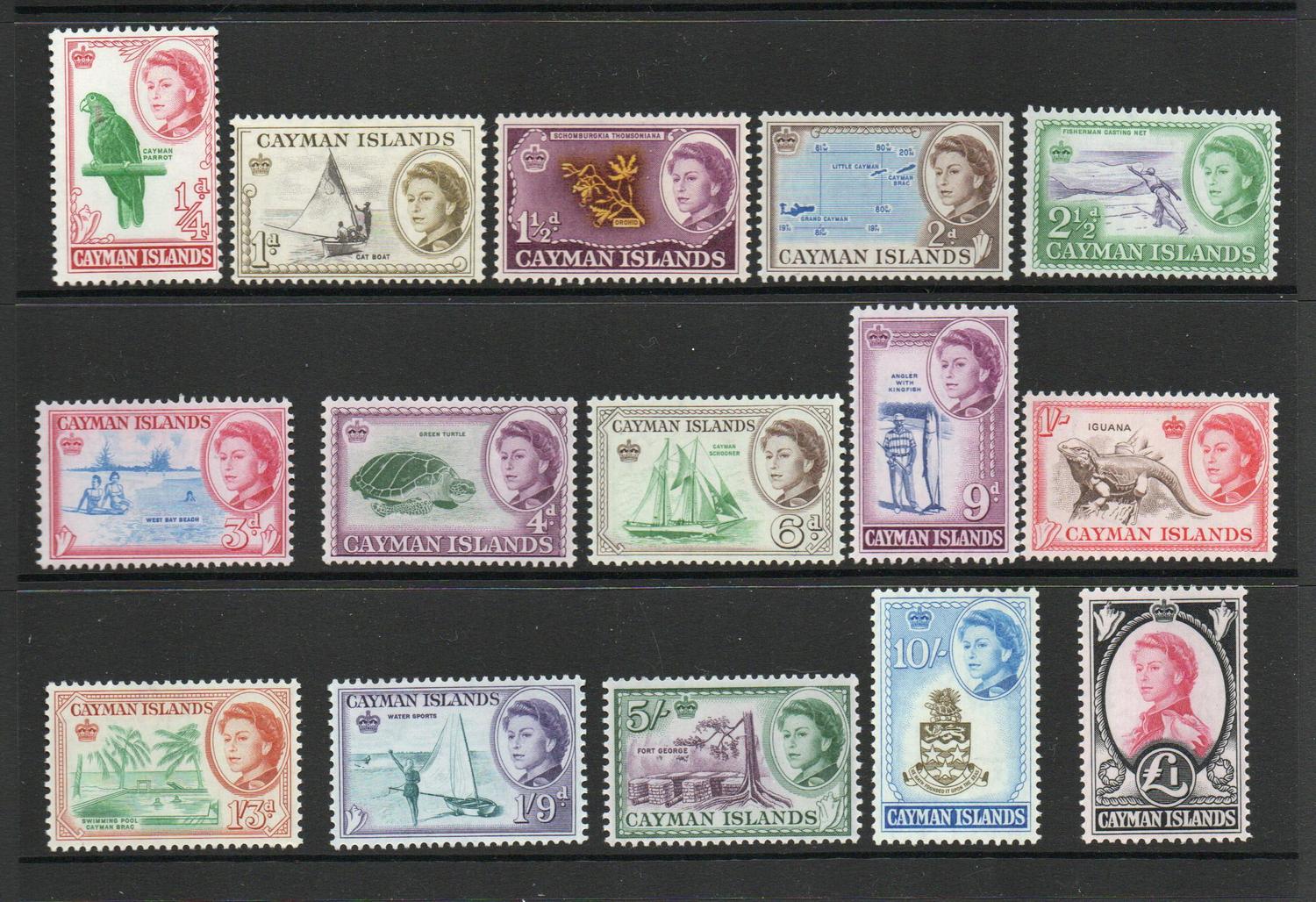 CAYMAN ISLANDS SG 165-79  Q E II DEFINITIVE SET MNH