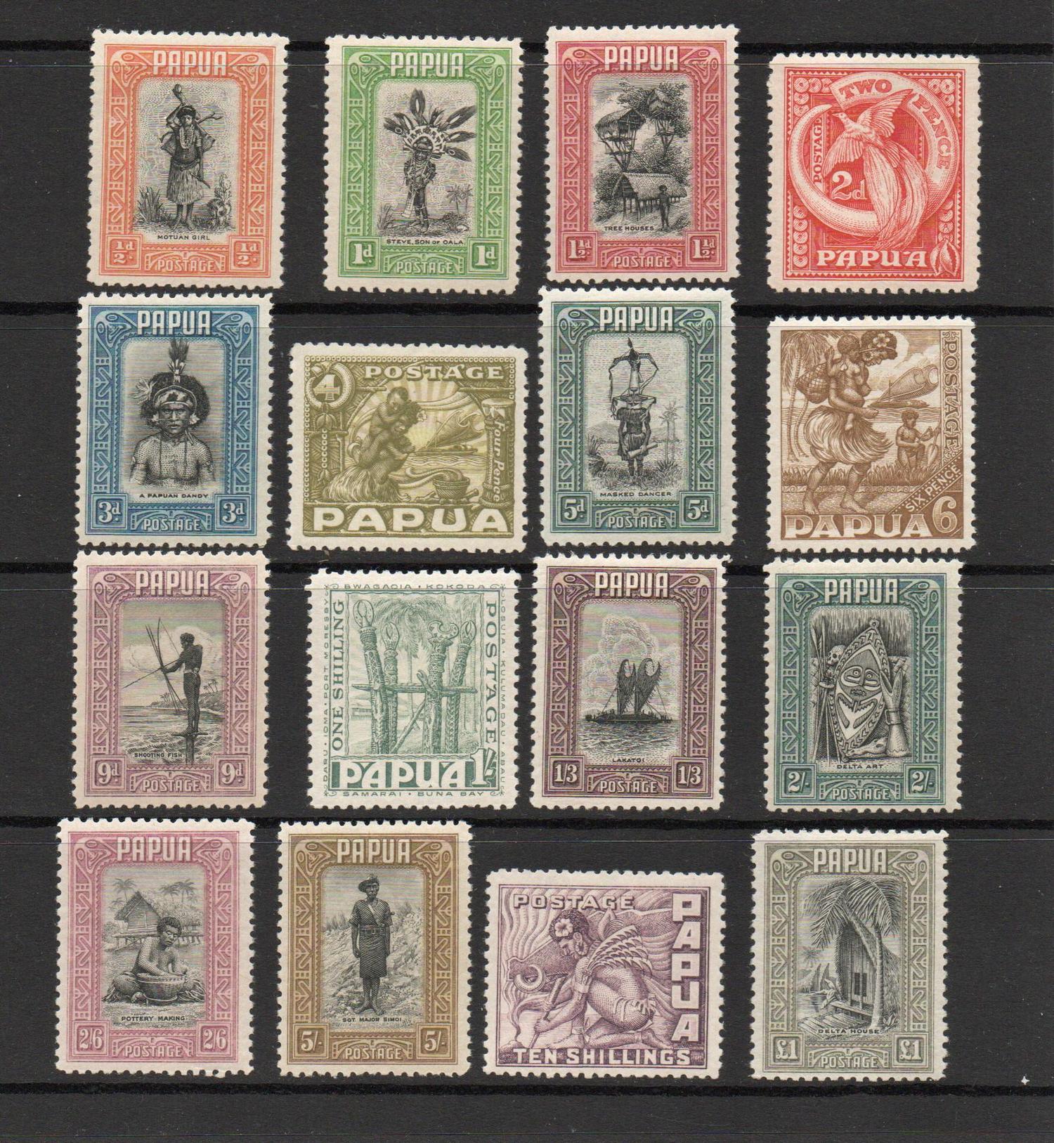 PAPUA SG 130-145 GV FINE MOUNTED MINT