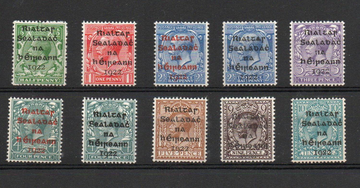 IRELAND SG 1-9 +4b, +6b RED OVERPRINT MNH