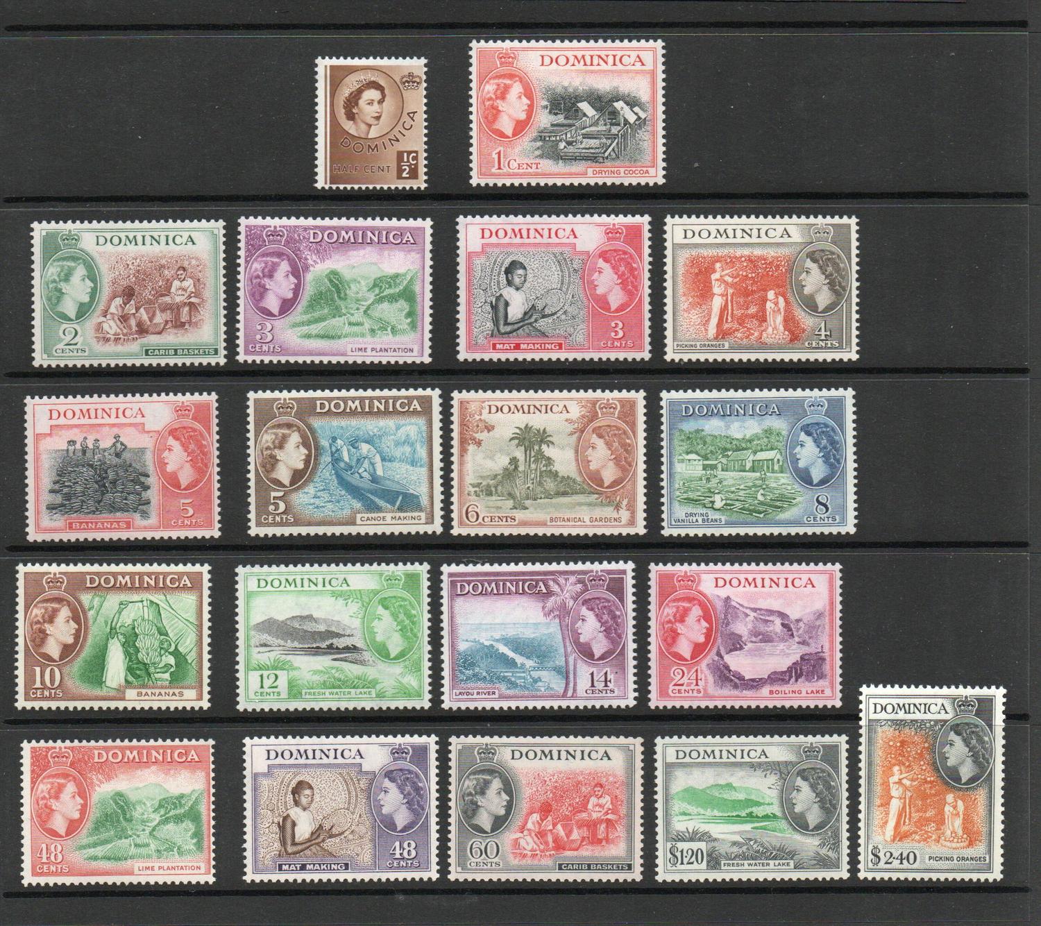 DOMINICA SG 140-158 Q E II DEFINITIVES SET MNH