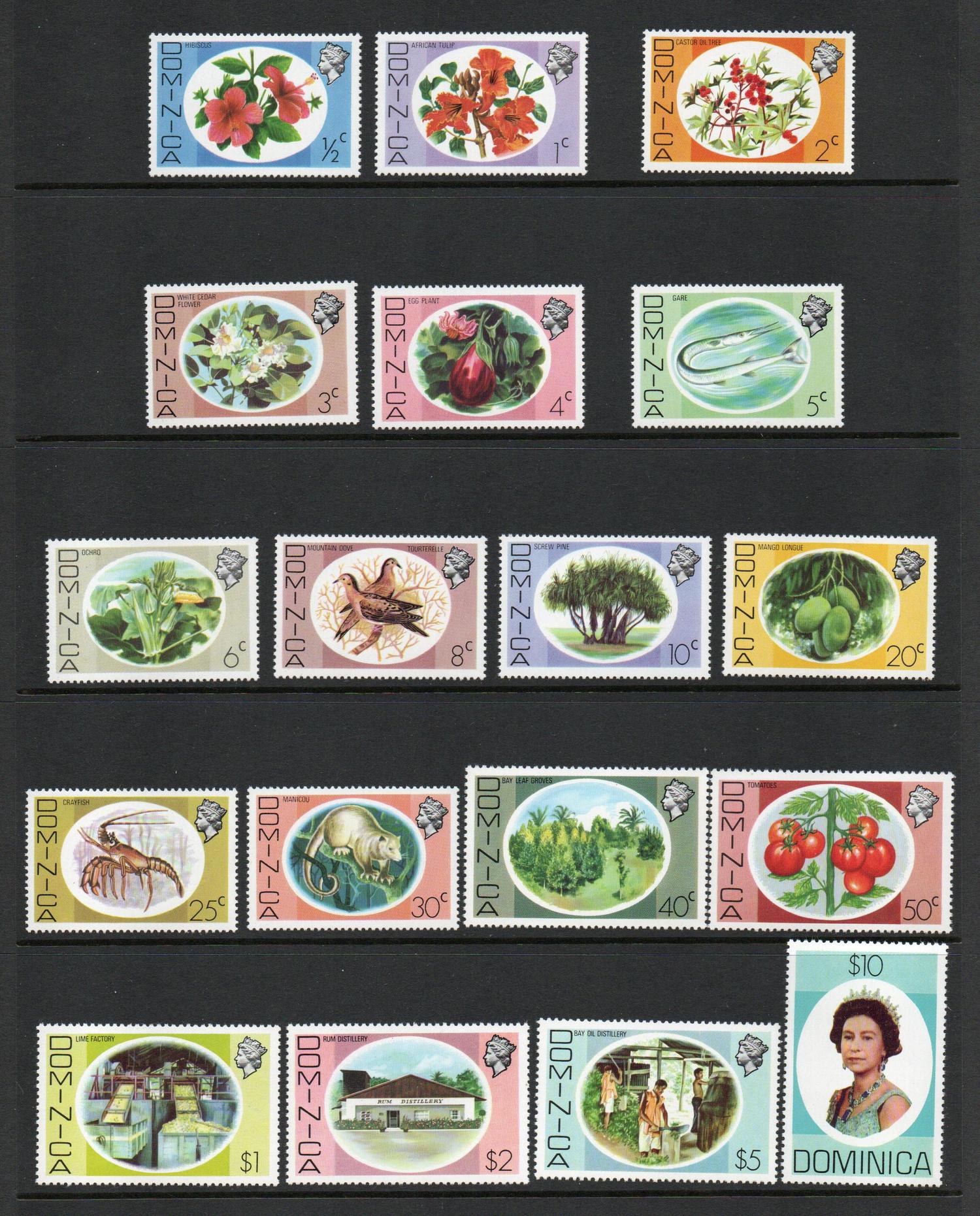 DOMINICA SG 496-507 Q E II DEFINITVE SET OF 18 MNH