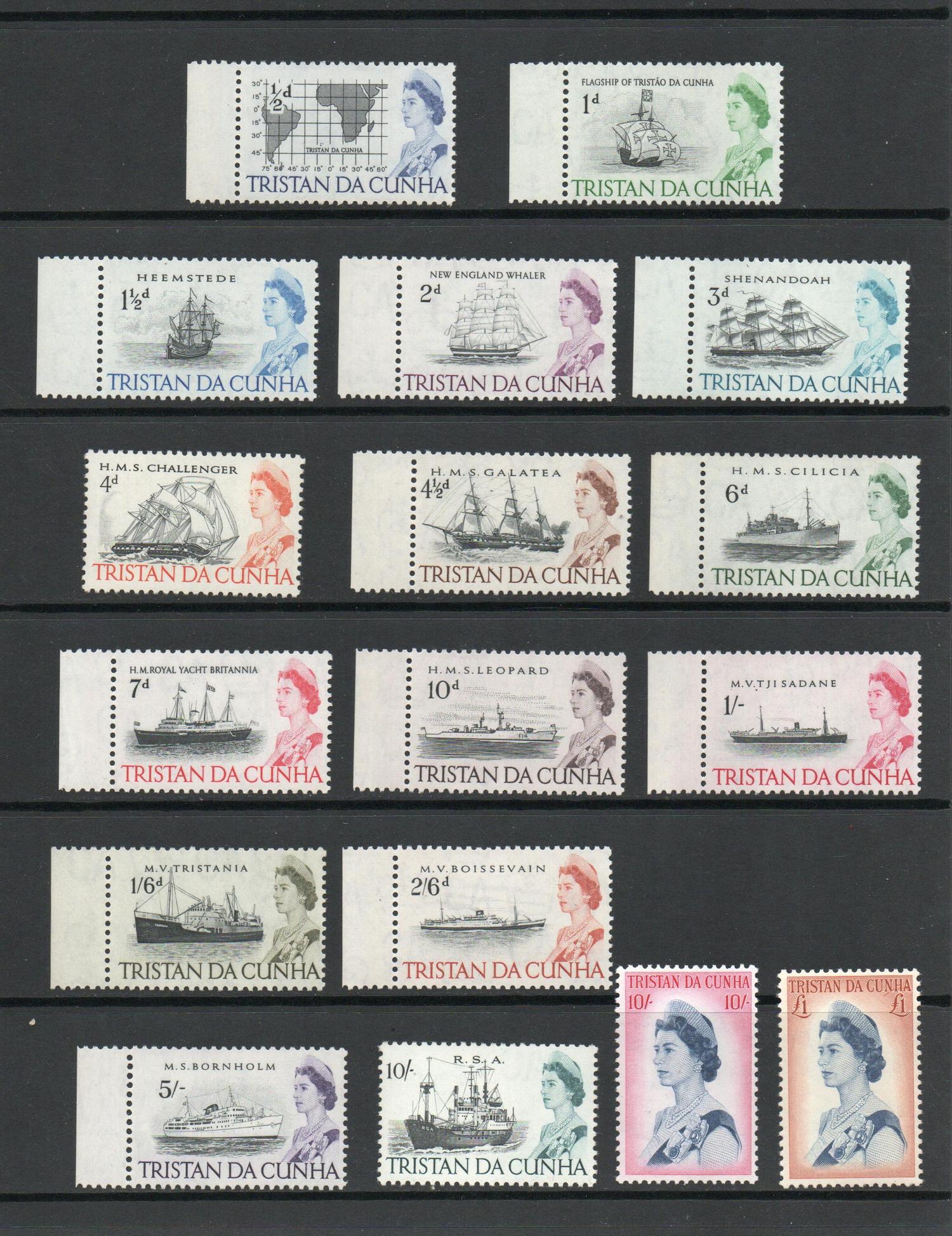 TRISTAN DA CUNHA SG 71-84b QEII SHIPS SET MNH