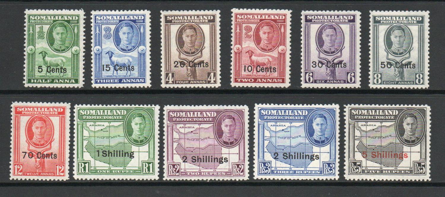 SOMALILAND SG 125-135 GVI DEFINITIVE SET M/M