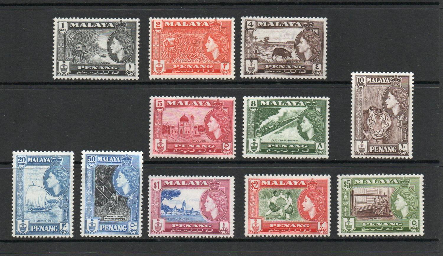 MALAYA PENANG SG 44-54 Q E II SET MNH