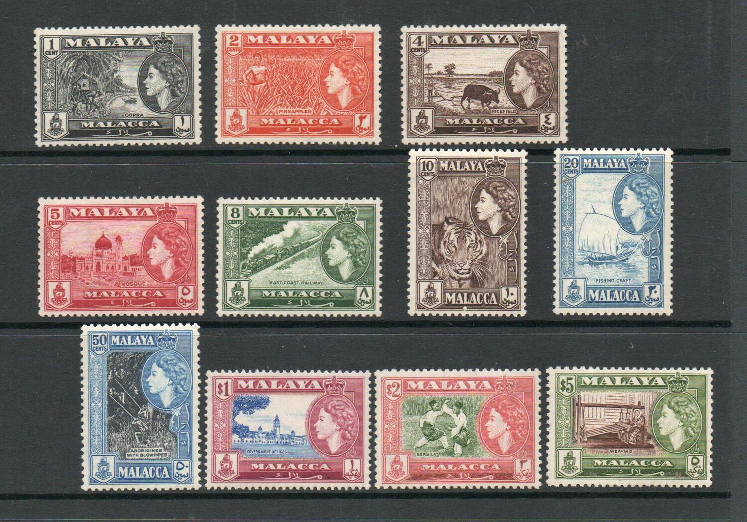 MALACCA STATE SG 39-44 Q E II DEFINITIVE SET MNH