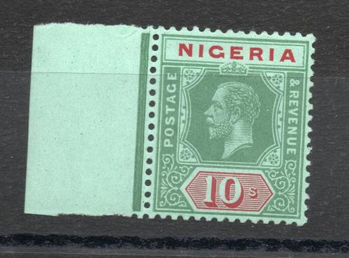 NIGERIA SG 11a GV 10/- BLUE / GREEN BACK M/M