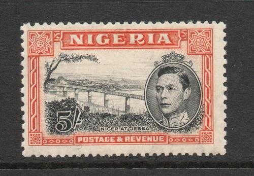 NIGERIA GVI 5/- PERF 13X11.5 L/M/M