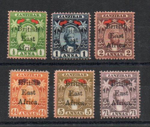 BRITISH EAST AFRICA SG 80-85 OVERPRINT ON ZANZIBAR FINE MOUNTED MINT