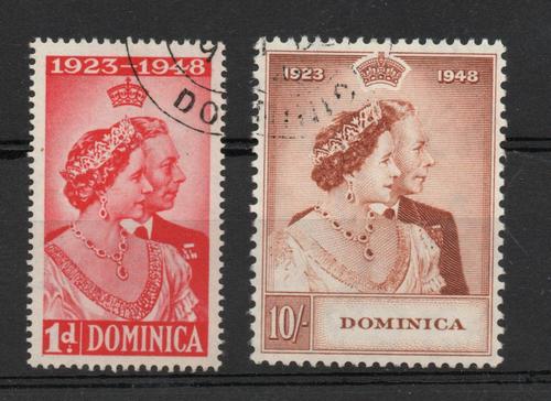 DOMINICA SG 112-13 ROYAL SILVER WEDDING PAIR FINE USED