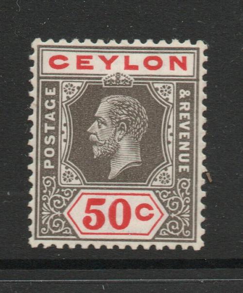 CEYLON SG 353b GV 50 CENT DIE I  LIGHTLY M/M