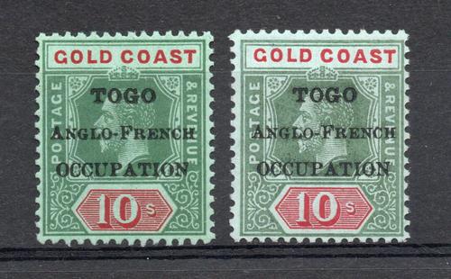 TOGO SG H57a + H57 ANGLO FRENCH OCCUPATION 10/- M/M