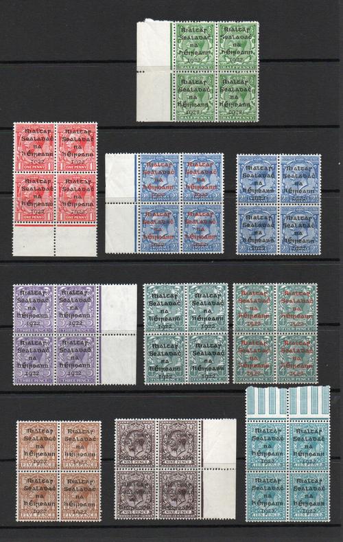 IRELAND SG 1-9 +4b, +6b RED OVERPRINT MNH BLOCKS