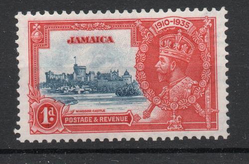 JAMAICA SG 114d GV SILVER JUBILEE VARIETY FLAGSTAFF ON RIGHT HAND TURRET MNH