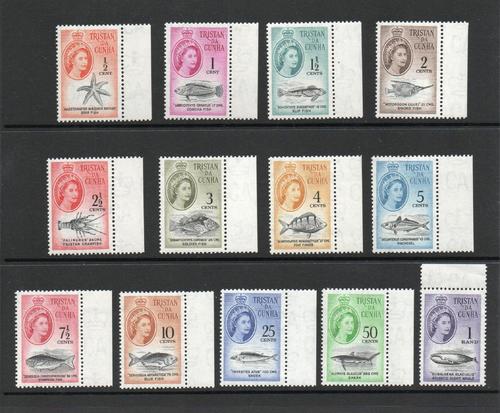 TRISTAN DA CUNHA SG 42-54 QEII FISHES SET MNH