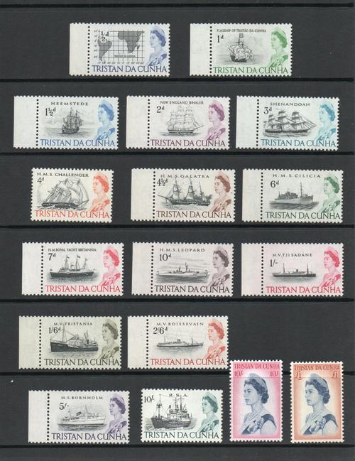 TRISTAN DA CUNHA SG 71-84b QEII SHIPS SET MNH