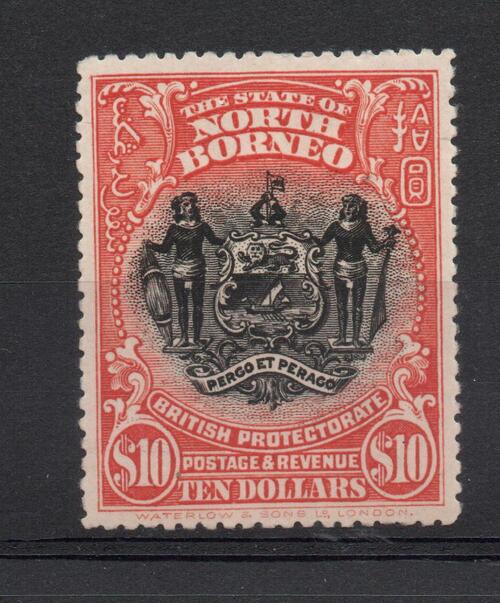 NORTH BORNEO 1911 $10 FINE M/M