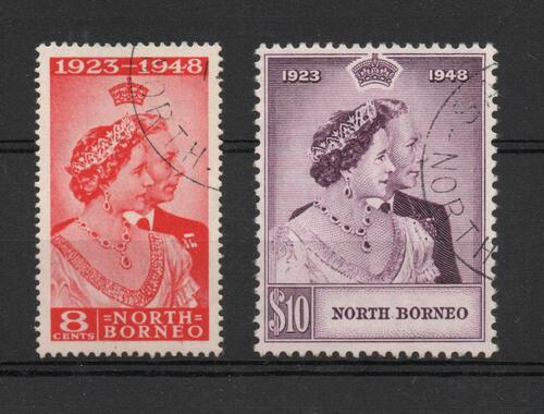 NORTH BORNEO SG 350-1 GVI SILVER WEDDING PAIR. USED