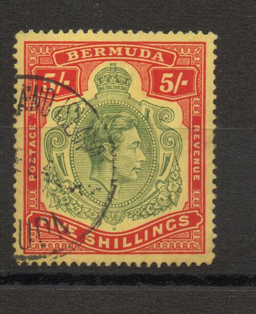 BERMUDA SG 118b GVI 5/-  LINE PERF. FINE USED 